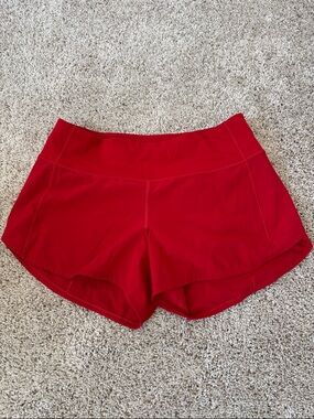 lululemon athletica Red High-Waist Fitness Shorts
